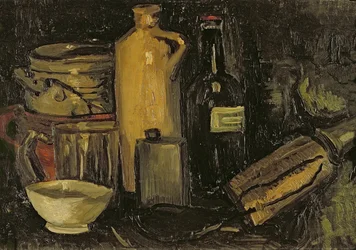 Stilleben med krukor, flaskor och kolvar, c.1886